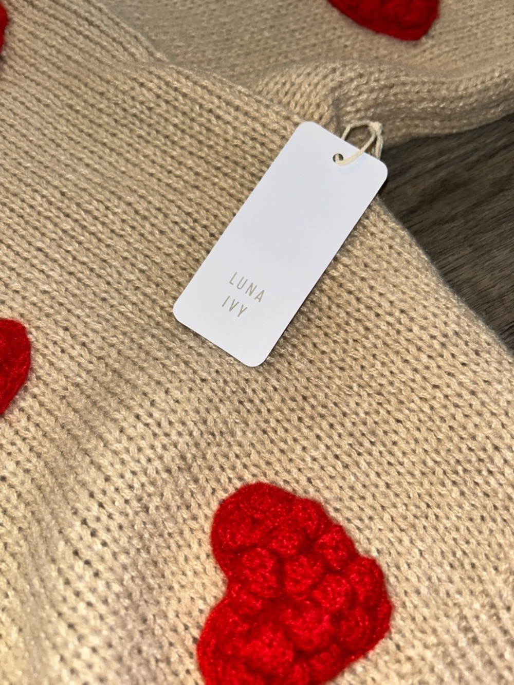 NWT Luna Ivy Heart Cardigan Chunky Knit Coquette Heart Valentine Sweater - Picture 7 of 8